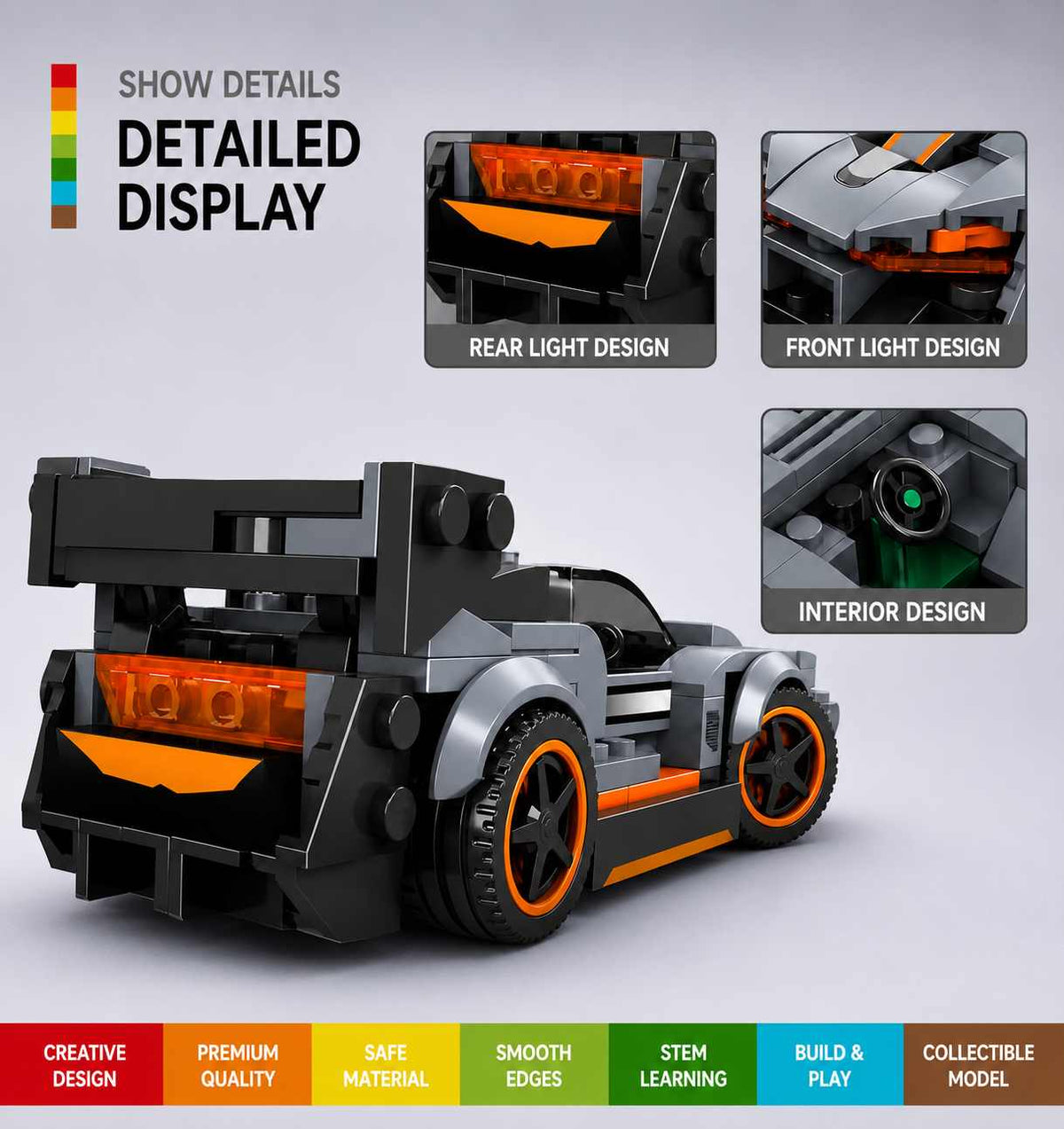 LUBON Premium Sports Car Building Block Set – 150+ Pieces DIY STEM Model for Ages 8+